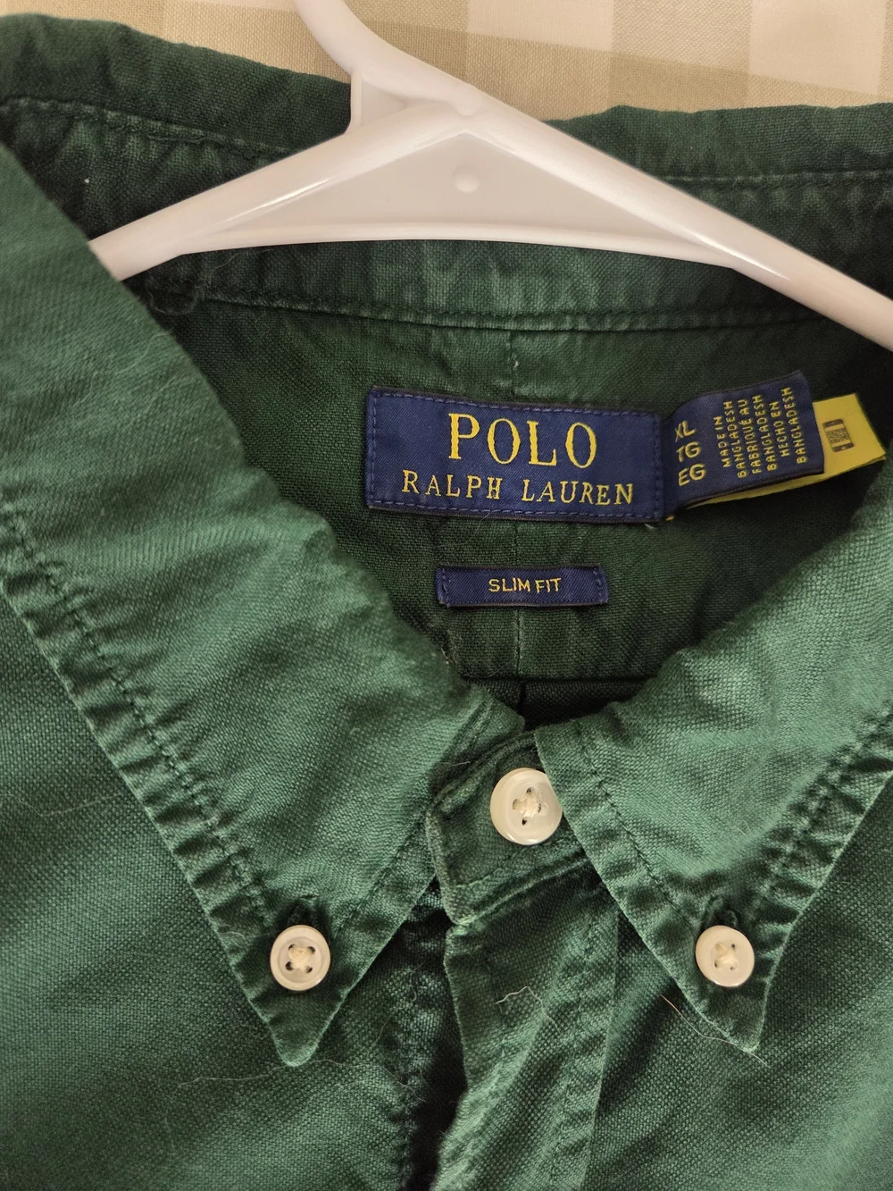 Polo by Ralph Lauren Green Button-Down Oxford Shirt with Red Pony Slim FIT